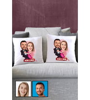Romantik Sevgililer Günü Hediyesi Karikatürlü İkili Yastık