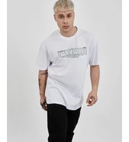 Erkek Kısa Kol Yazlık Tişört Bisiklet Yaka Baskılı Oversize T-Shirt - Beyaz