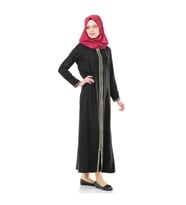 5009-1 Fermuarlı Siyah Namaz Elbisesi