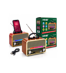 Radyo Ahşap Retro Orta Boy Bluetooth Bağlantılı USB/TF Şarjlı