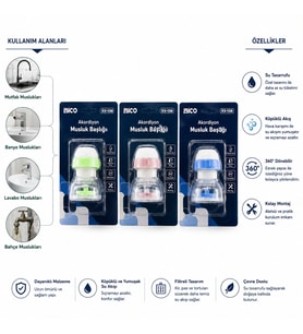 12 ADET MUSLUK UCU FİLTRESİ AKORDİYON - PERVANELİ 360° 16-19MM TÜM MUSLUKLARA UYUM KİREÇLENME YAPMAZ (5343)