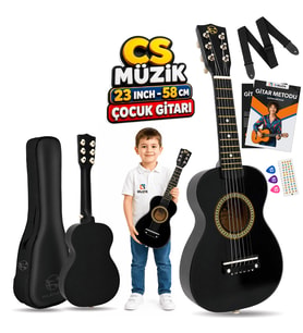 Fourtune Loki T-80BK 6 Telli Siyah Çocuk Gitarı Gerçek Ağaç