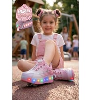 Unisex Yetişkin Çocuk Spor Ayakkabı Akıllı Bağcıklı Çıkarılabilen Patenli Işıklı Sneaker 003