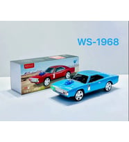 WS-1968 Dodge Challenger Araba Şekilli Kablosuz Bluetooth Hoparlör TF USB FM TWS LED Ekran LED Işık (Mavi)