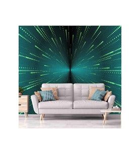 Dreamwall 3D Çizgili Işık Ağı Desenli Isı Ve Ses Yalıtımlı Sağlıklı Tekstil Duvar Kağıdı (Yeşil)