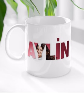 BK Gift Kişiye Özel İsimli Fotoğraflı Beyaz Kupa Bardak-1