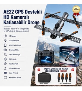 Drone HD Kameralı Katlanabilir Brushless Motor, Wi-Fi Canlı Görüntü, 360 Dönüşlü Drone