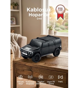 Torima Bluetooth Hoparlör Araba Tasarımlı USB TWS FM Destekli Speaker D48 Siyah