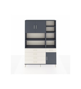 Arges Dolap 9 Raflı 5 Çekmeceli 3 Kapaklı 132x30x195 Antrasit-Antrasit/Aytaşı