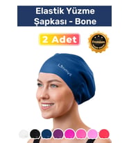 Premium Su Geçirmez Silikon Yüzücü Havuz Ve Deniz Bonesi Elastik Yüzme Şapkası 2'li Set