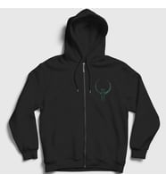 Presmono Unisex Siyah Logo Oyun Quake 2 II Fermuarlı Kapüşonlu Sweatshirt 511330tt