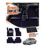 e-biz FORD FOCUS 2-SEDAN (2005-2011) Uyumlu EVA Oto Paspas Metal Topukluklu Havuzlu Siyah-Lacivert