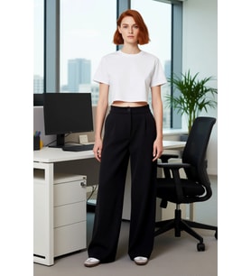 Kadın Düz Desenli Geniş Paça Pantolon Yüksek Bel Wide Leg Kesim Günlük Ve İş Modern Tasarım