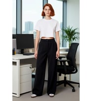 Kadın Düz Desenli Geniş Paça Pantolon Yüksek Bel Wide Leg Kesim Günlük Ve İş Modern Tasarım