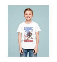 Tasarım Sonic The Hedgehog Shadow Baskılı Unisex Çizgi Film Çocuk Tişört (1-12 Yaş)