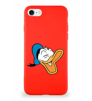 Apple iPhone SE 2020 Soft Premier Kapak Donald Duck-E Tasarımlı Silikon Kılıf - Kırmızı (Şeffaf)