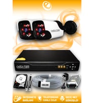 ELITCAM 2 Kameralı Panda 2 Dış Kamera Set 2 TB HDD Full HD Gece Görüşlü Güvenlik Kamerası Sistemi