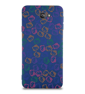 Samsung Galaxy J7 Prime 2 Uyumlu Lansman Kılıf Hello Kitty Tasarımlı İçi Kadife Kapak-Lacivert (Şeffaf)