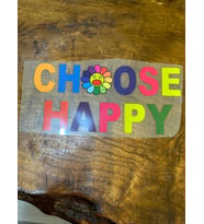 ÜTÜ İLE YAPIŞAN RENKLİ HAPPY YAZILI TİŞÖRT TRANSFER BASKI ARMA 22X10 CM