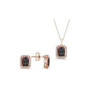 Topaz Modern Gümüş Takı Seti 2 Li