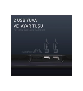 GAMEBOOSTER 15.6" GB-NS04 Wind Fan Hız Ayarlı, Yükseklik Kademeli, Mavi LED Aydınlatmalı, 2x USB Hub Portlu Notebook Soğutucu