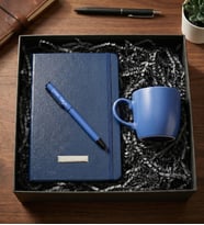 Kişiye Özel Defter & Kalem & Kupa Ofis Hediye Seti (Mavi)
