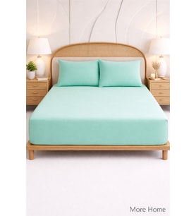 More Home Tek Kişilik Lastikli Çarşaf  Seti + Yastık Kılıfı Yeşili