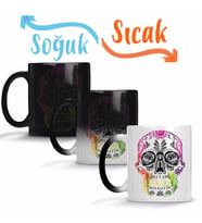 Mexicana Psicodelica Skull Sihirli Kupa Bardak Porselen