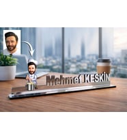 Kişiye Özel Aşçı Karikatürlü 30 cm Ayna Pleksi Masaüstü İsimlik - Aşçı Hediyesi Aşçı ve Şef Hediyesi