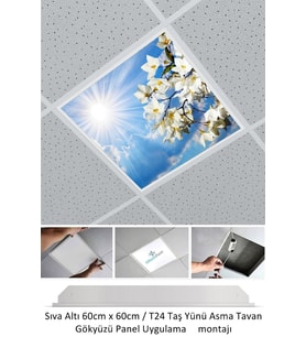 60x60 Taş Yünü Asma Tavan Ledi Armatür, 60watt-54watt- Asma Tavan Sıva Altı Panel