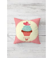 Cupcake Desenli Çift Tarafı Baskılı Gizli Fermuarlı Yastık Kılıfı Kırlent Koltuk Yastık Kılıfı (Beyaz)