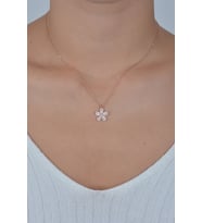 925 Ayar Gümüş Tek Katlı Baget Taşlı Lotus Çiçeği