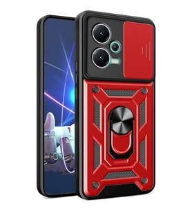 Coverzone Xiaomi Redmi Note 12 5G ?le Uyumlu PhoenixShield S�rg�l� Sistem Kamera Korumal? Kapak Tam Koruma Manyetik Vega Kapak K?rm?z?