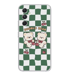 Samsung Galaxy S24 FE Uyumlu Double Bear Tasarımlı Şeffaf Telefon Kılıfı
