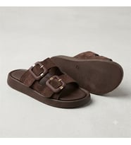 Kindep (Park Moda) Çift Toka Rahat Günlük Kadın Terlik KAHVE