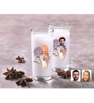 BK Gift Kişiye Özel Erkek ve Kadın Karikatürlü İkili Rakı Bardağı Seti-1 (Beyaz)