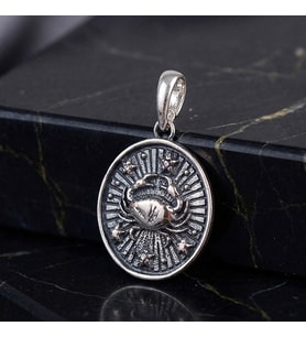 Yengeç Burç Kolye Ucu 925 Ayar Gümüş Yengeç Figürlü Unisex Kolye Ucu