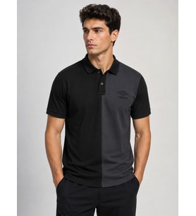 UMBRO Vectör Kamp Erkek Siyah Pamuklu Polo Yaka Spor Tişört TF0620