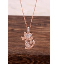 Rose Gümüş Kedi Kolye 6606