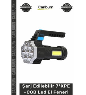 #ElFeneri ABS 5 Mod USB Şarj Göstergeli Şarj Edilebilir 7XPE +COB Led El Feneri