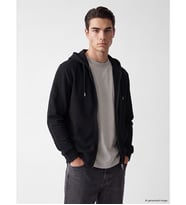 LCWAIKIKI Classic Siyah Kapüşonlu Erkek Fermuarlı Sweatshirt