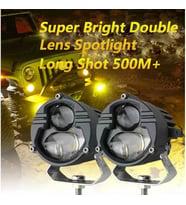 Space Offroad sis lambası 6.8x6.8x7cm sarı beyaz 25w+25w 12-60v set /  LASS388 (Siyah)