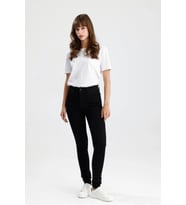 #KadınJean Mira12 Yüksek Bel Düz Kesim %100 Pamuk Siyah Kadın Jean Pantolon