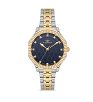Ferro FL21632AWT-D3 Quartz Çelik Altın Gri Lacivert Kadran 32 mm Kadın Kol Saati
