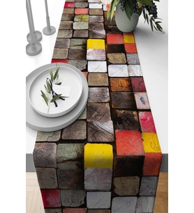 Çok Renkli Modern Desenli Premium Masa Örtüsü Runner RNR076