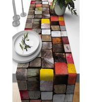 Çok Renkli Modern Desenli Premium Masa Örtüsü Runner RNR076