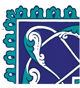 Armada Çini 10x10 cm KSK 44 Klasik Rumi Desenli Çini Bordür Köşesi