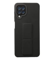 Galaxy A22 Kılıf Mega Standlı Silikon - Siyah