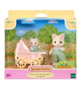 Sylvanian Families Çiçekli Kedi Baba ve Bebek Arabası Seti 5683