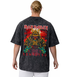 Iron Maiden Rock Metal Müzik Grubu Sırt Baskılı Unisex Oversize Vintage Yıkamalı Tişört